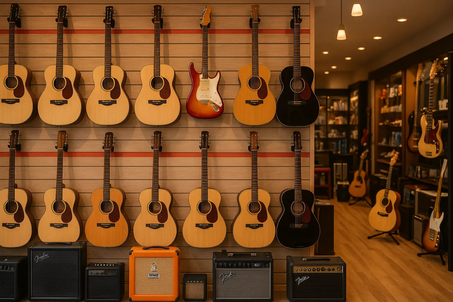 Music store con strumenti musicali